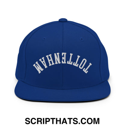 Upside Down Tottenham Embroidered Flat Bill Brim Snapback Hat Royal Blue