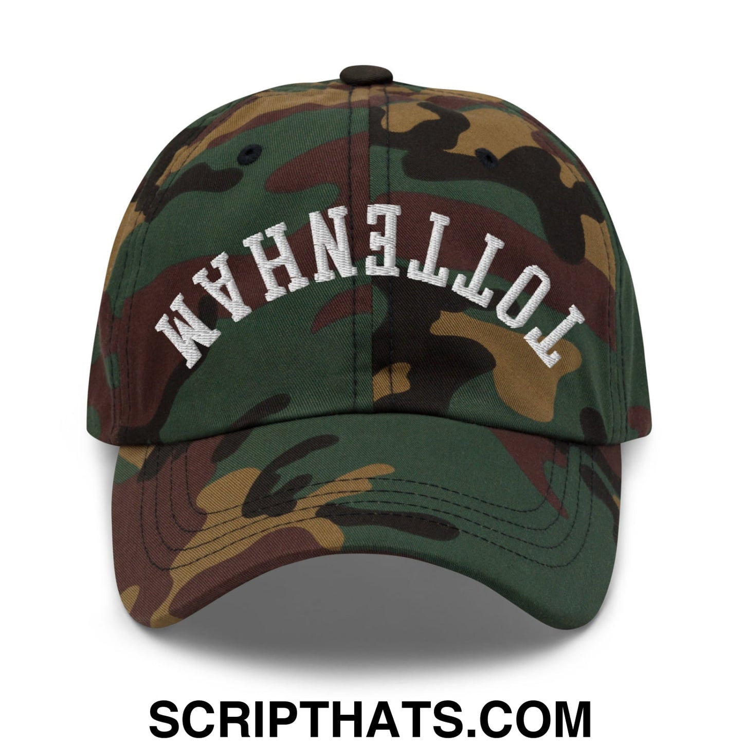 Upside Down Tottenham Embroidered Unstructured Dad Hat Green Camo