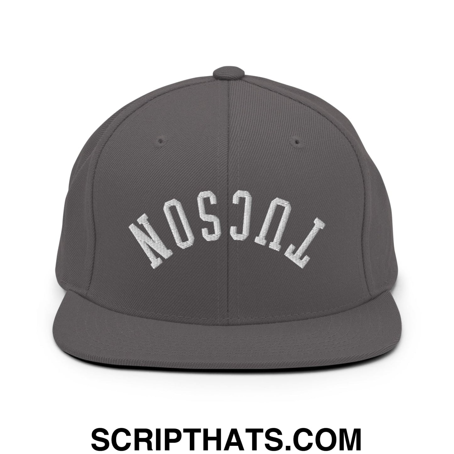 Upside Down Tucson Embroidered Flat Brim Bill Snapback Hat Dark Grey