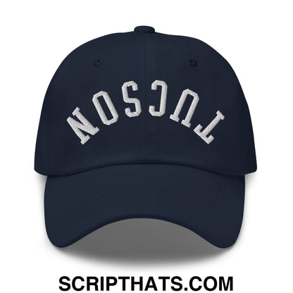 Upside Down Tucson Embroidered Unstructured Dad Hat Navy