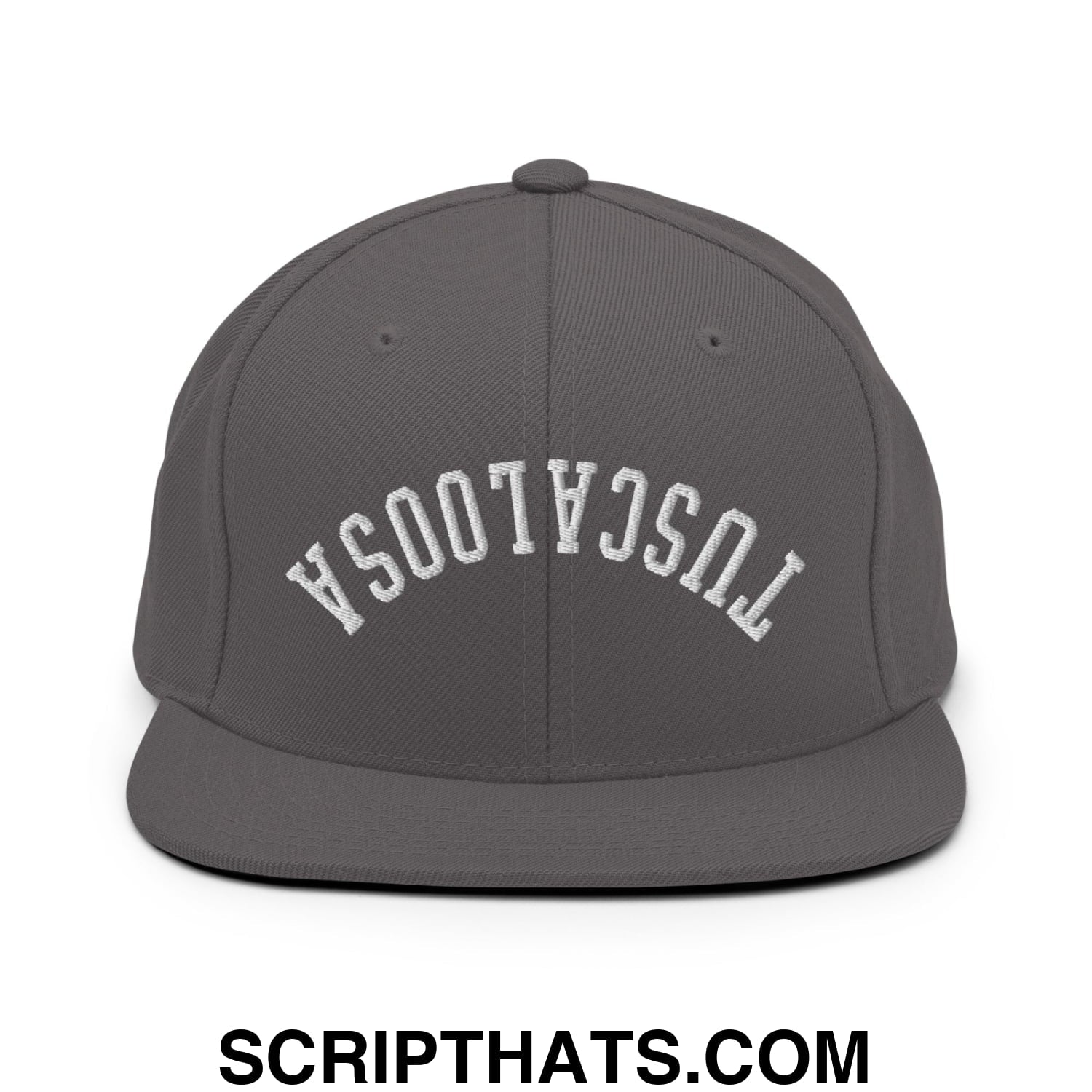 Upside Down Tuscaloosa Embroidered Flat Bill Brim Snapback Hat Dark Grey