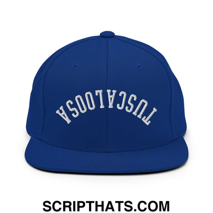 Upside Down Tuscaloosa Embroidered Flat Bill Brim Snapback Hat Royal Blue