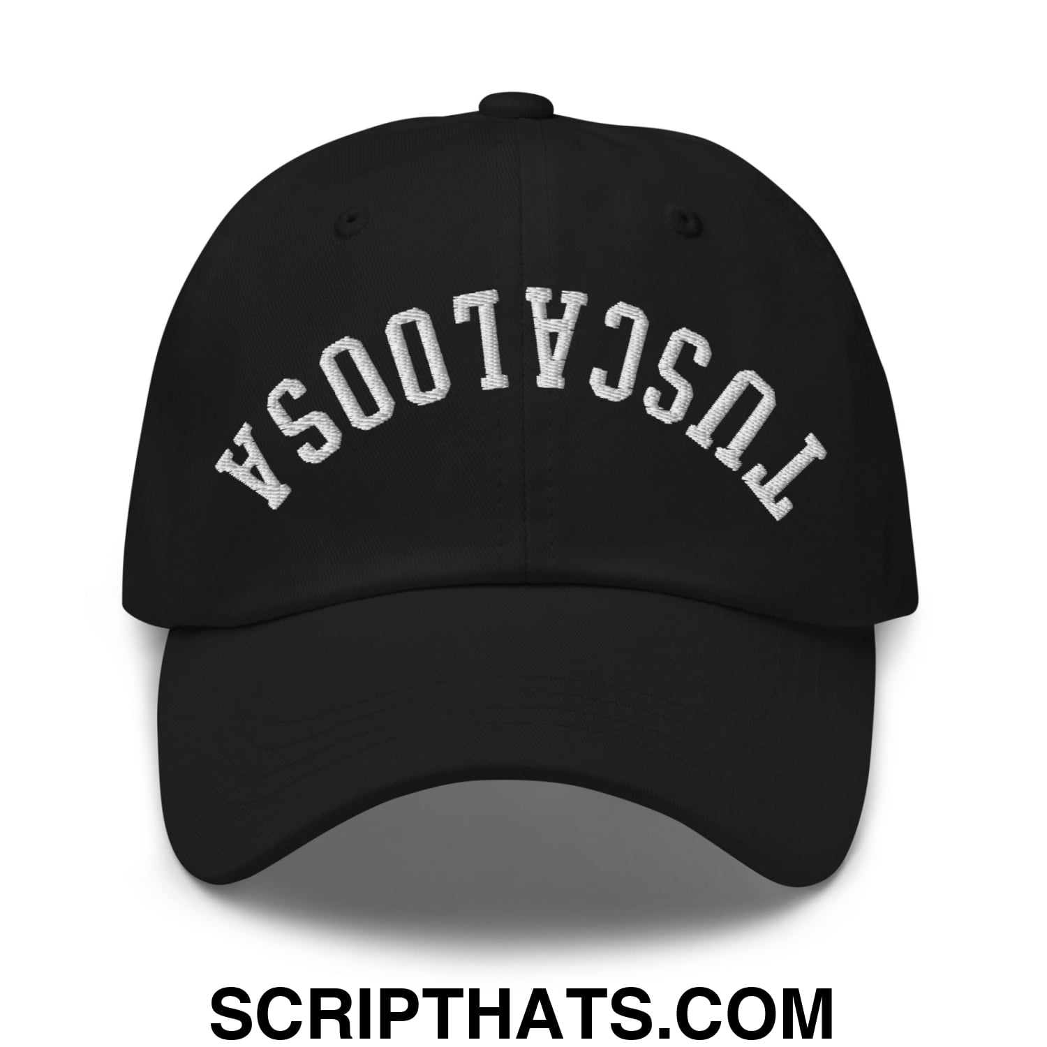 Upside Down Tuscaloosa Embroidered Unstructured Dad Hat Black