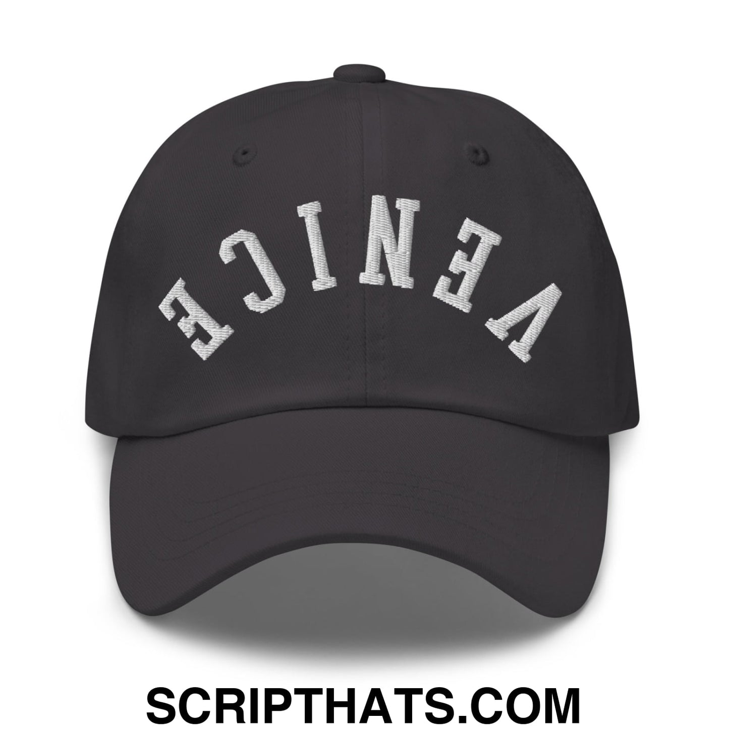 Upside Down Venice Embroidered Unstructured Dad Hat Dark Grey