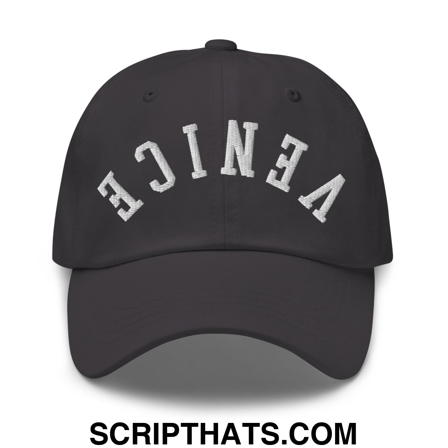 Upside Down Venice Embroidered Unstructured Dad Hat Dark Grey