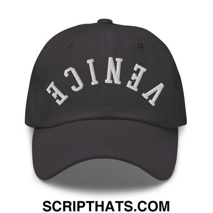 Upside Down Venice Embroidered Unstructured Dad Hat Dark Grey