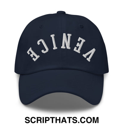 Upside Down Venice Embroidered Unstructured Dad Hat Navy