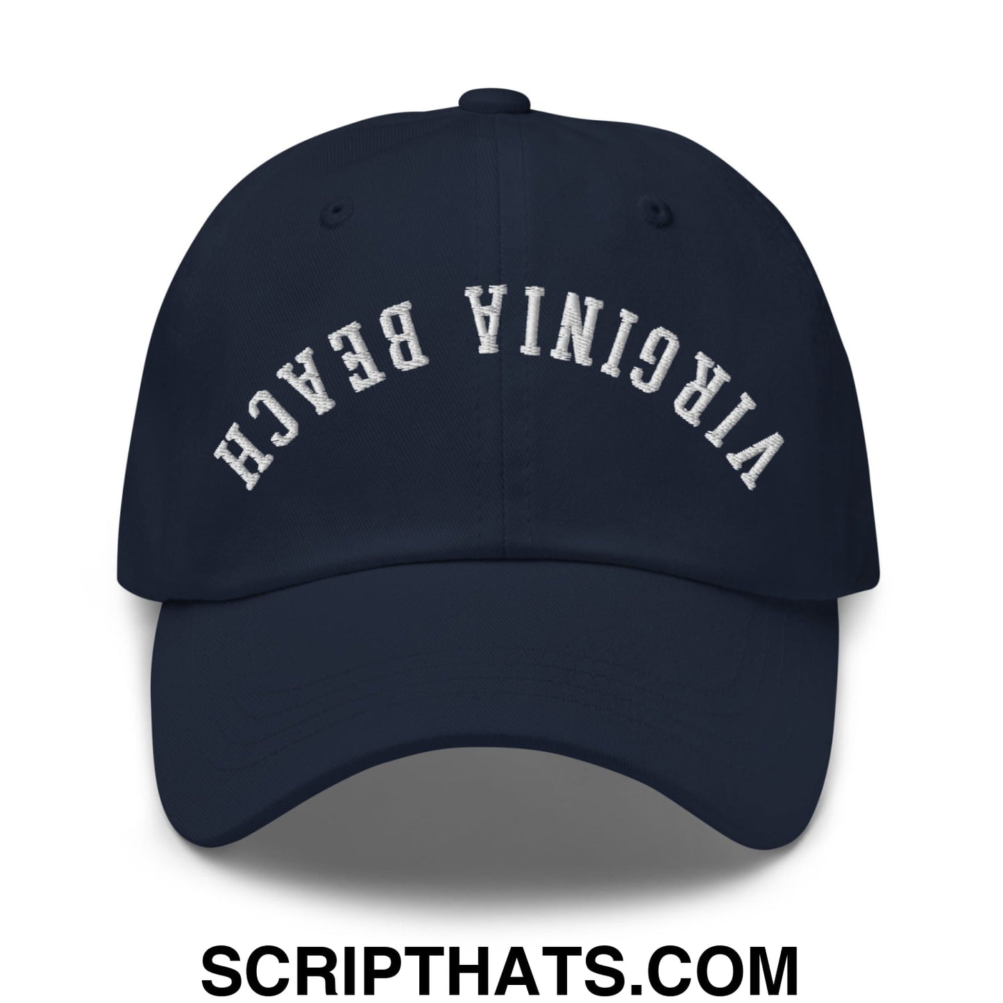 Upside Down Virginia Beach Embroidered Unstructured Dad Hat Navy