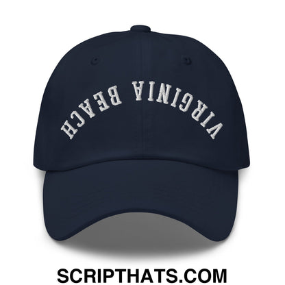 Upside Down Virginia Beach Embroidered Unstructured Dad Hat Navy