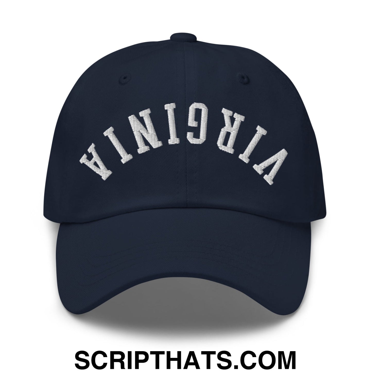 Upside Down Virginia Embroidered Unstructured Dad Hat Navy