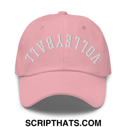 Upside Down Volleyball Embroidered Unstructured Dad Hat Pink