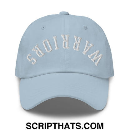 Upside Down Warriors Embroidered Unstructured Dad Hat Light Blue