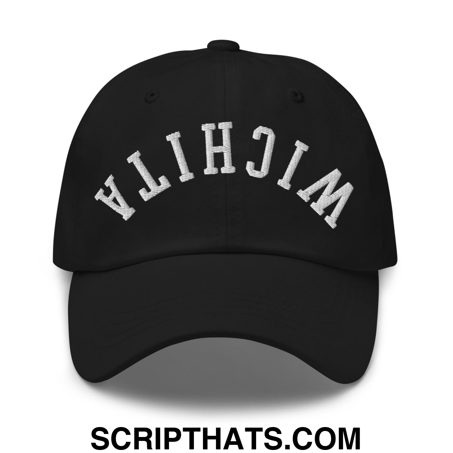 Upside Down Wichita Embroidered Unstructured Dad Hat Black