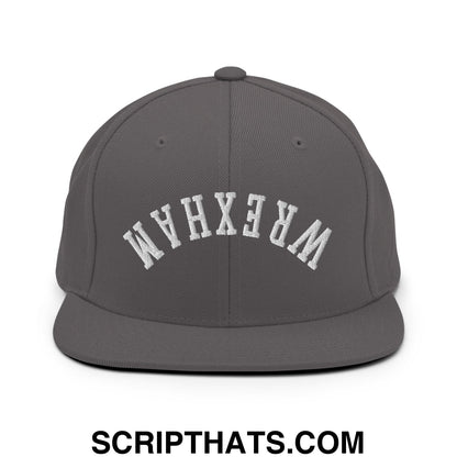 Upside Down Wrexham Embroidered Flat Bill Brim Snapback Hat Dark Grey