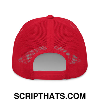 Upside Down Wrexham Embroidered Mesh Trucker Hat Red