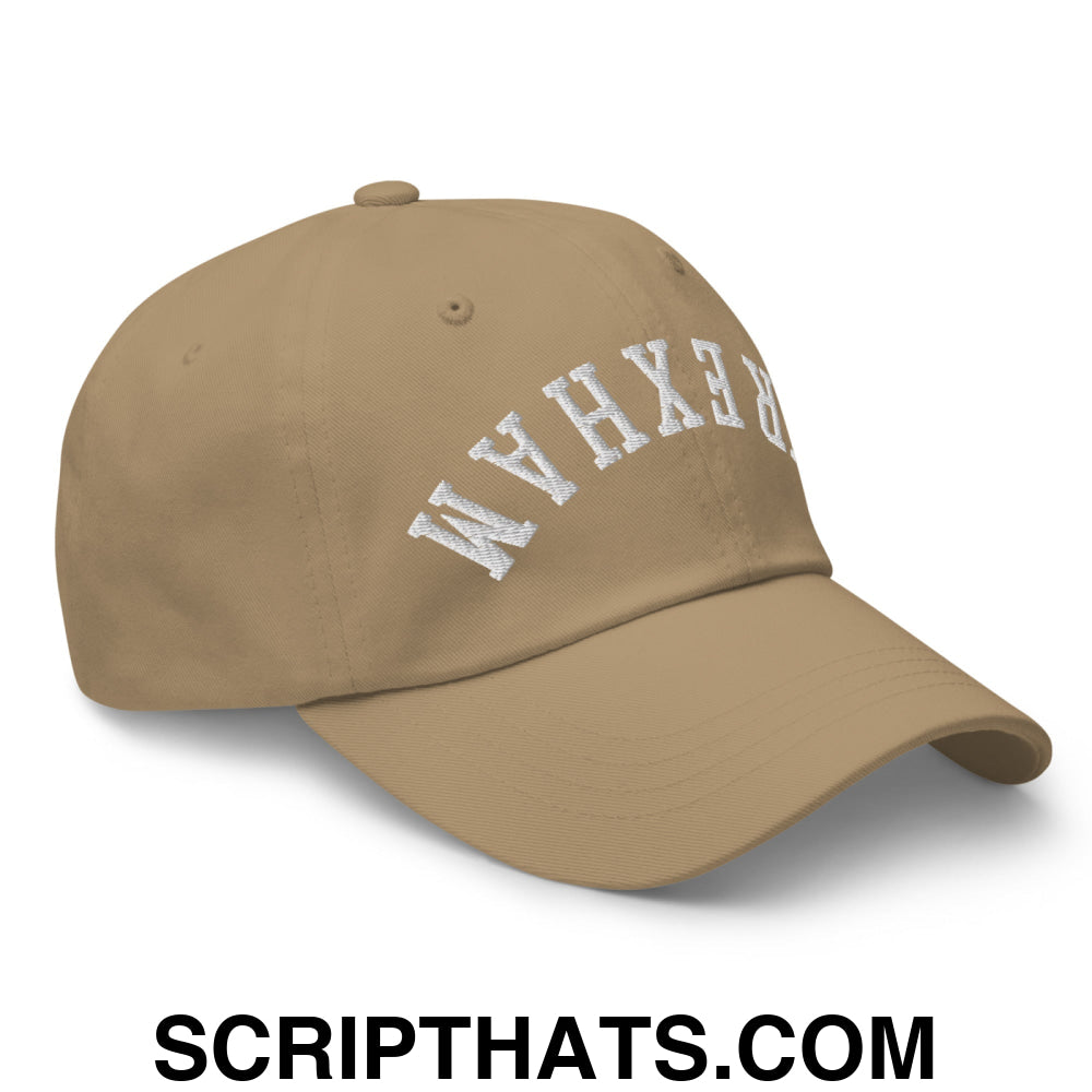 Upside Down Wrexham Embroidered Unstructured Dad Hat Khaki