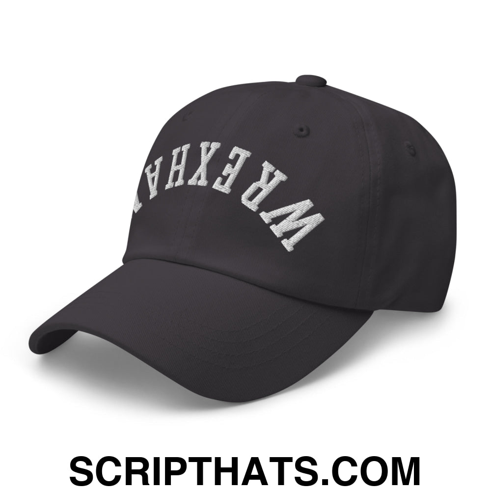 Upside Down Wrexham Embroidered Unstructured Dad Hat Dark Grey