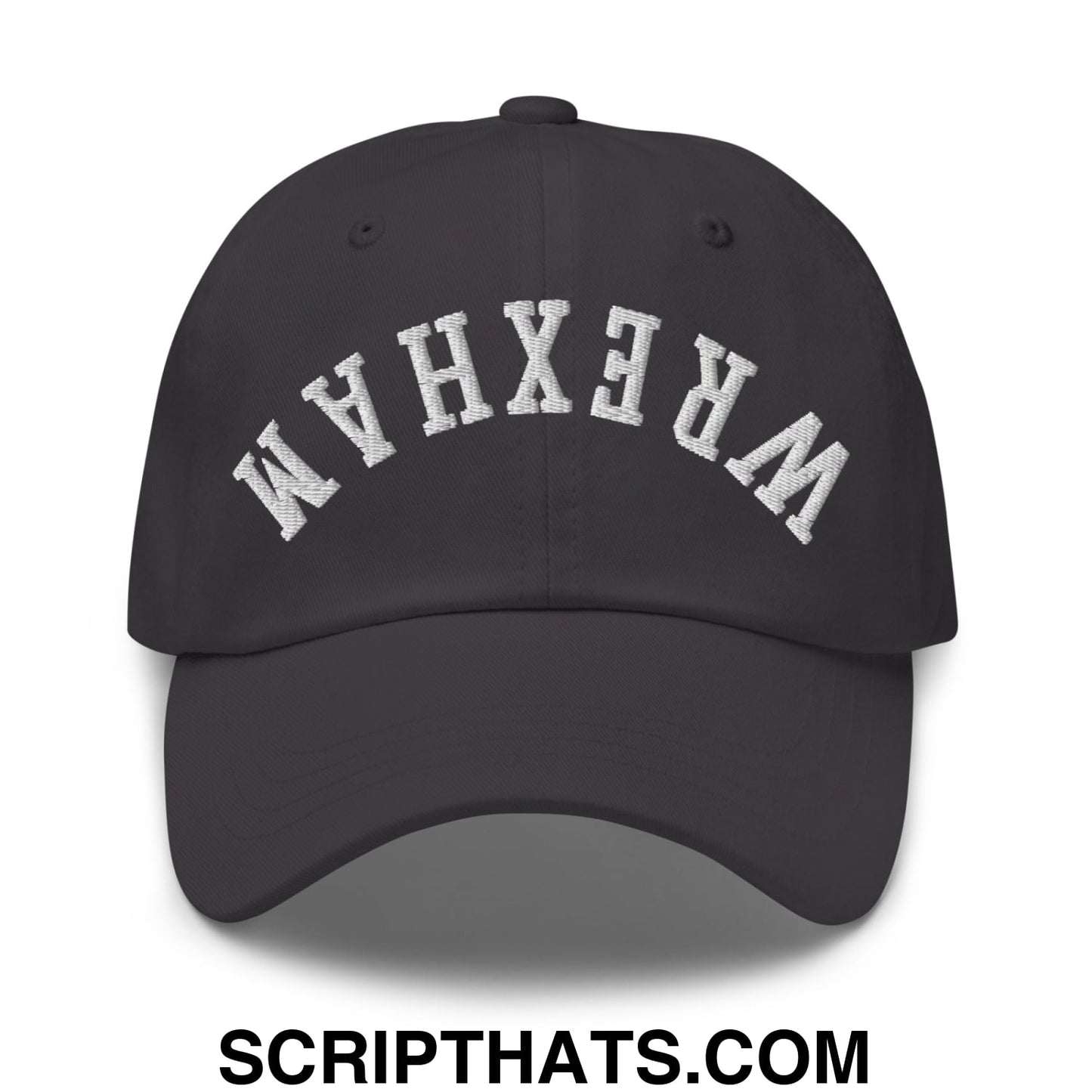 Upside Down Wrexham Embroidered Unstructured Dad Hat Dark Grey
