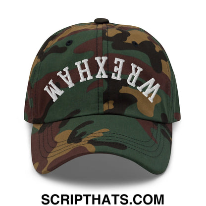 Upside Down Wrexham Embroidered Unstructured Dad Hat Green Camo