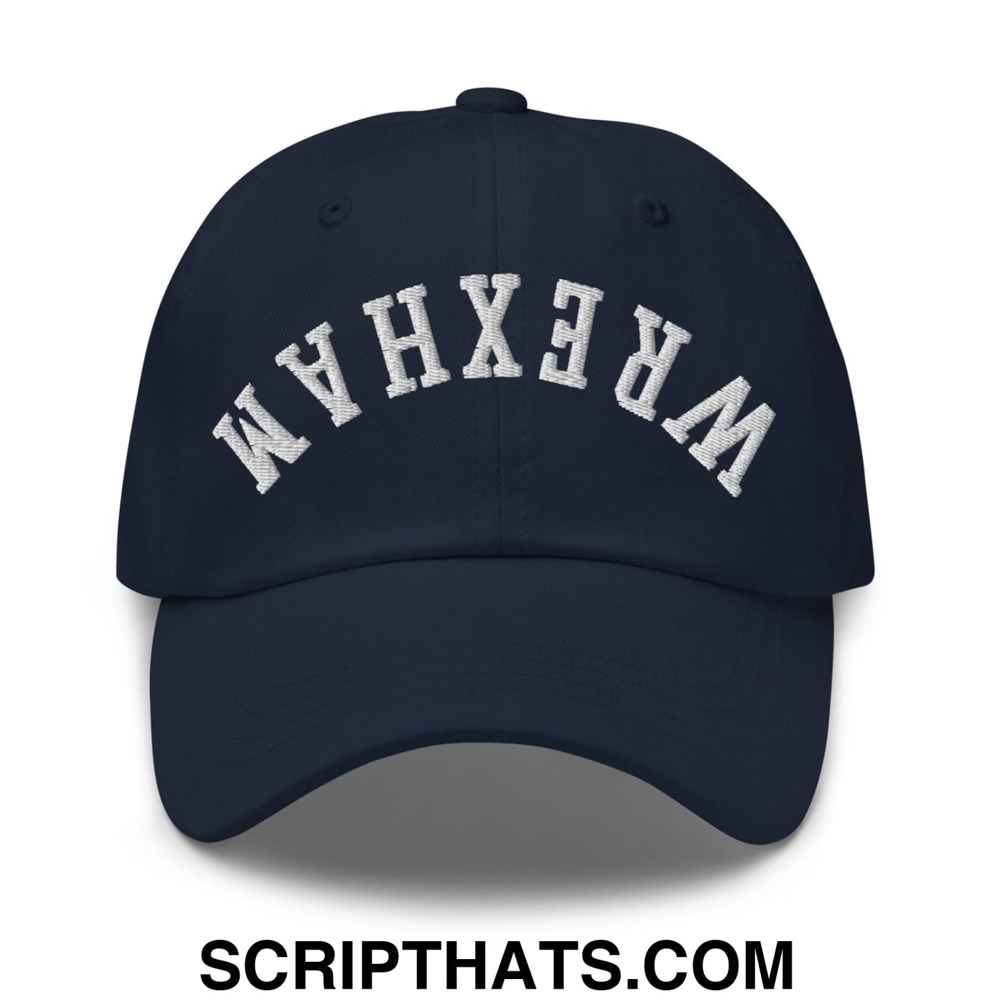Upside Down Wrexham Embroidered Unstructured Dad Hat Navy