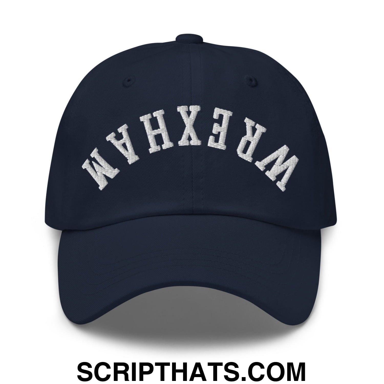 Upside Down Wrexham Embroidered Unstructured Dad Hat Navy