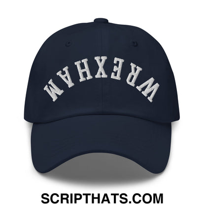 Upside Down Wrexham Embroidered Unstructured Dad Hat Navy