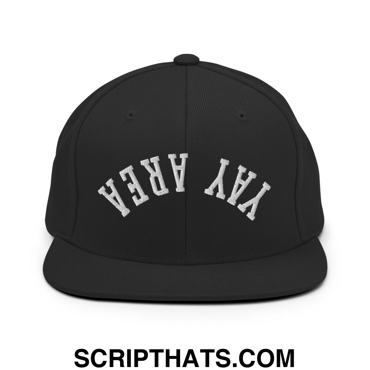 Upside Down Yay Area Embroidered Flat Bill Brim Snapback Hat Black