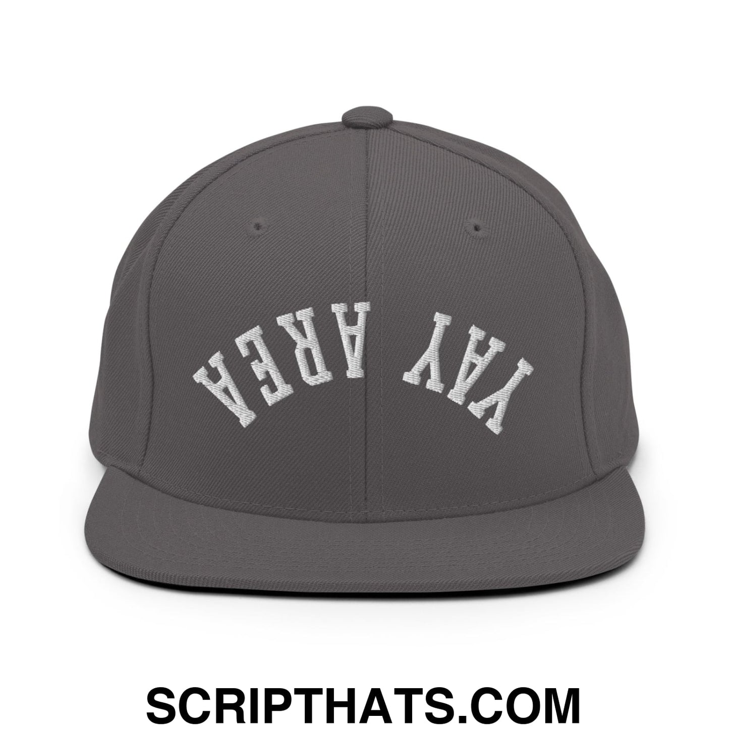 Upside Down Yay Area Embroidered Flat Bill Brim Snapback Hat Dark Grey