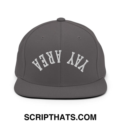 Upside Down Yay Area Embroidered Flat Bill Brim Snapback Hat Dark Grey