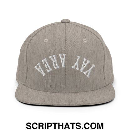 Upside Down Yay Area Embroidered Flat Bill Brim Snapback Hat Heather Grey