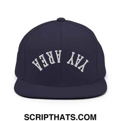 Upside Down Yay Area Embroidered Flat Bill Brim Snapback Hat Navy