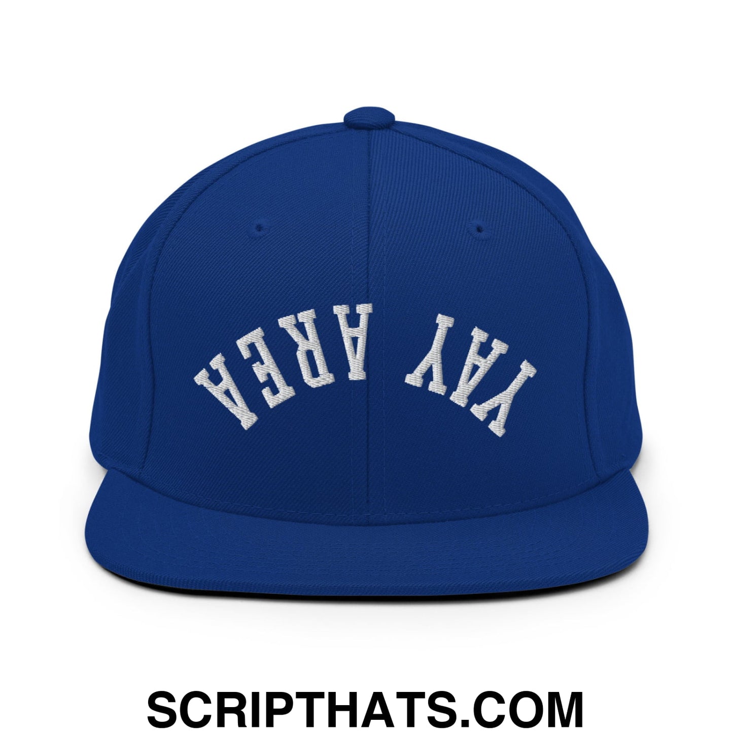 Upside Down Yay Area Embroidered Flat Bill Brim Snapback Hat Royal Blue