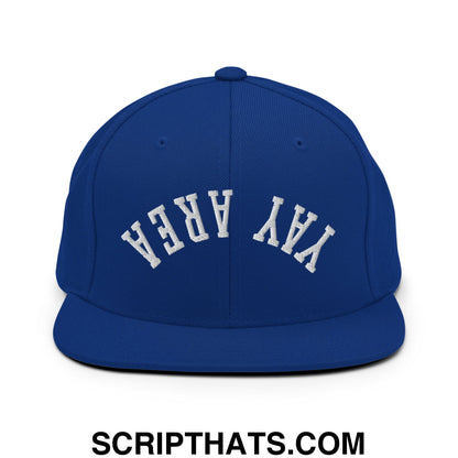 Upside Down Yay Area Embroidered Flat Bill Brim Snapback Hat Royal Blue