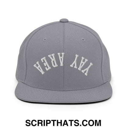 Upside Down Yay Area Embroidered Flat Bill Brim Snapback Hat Silver
