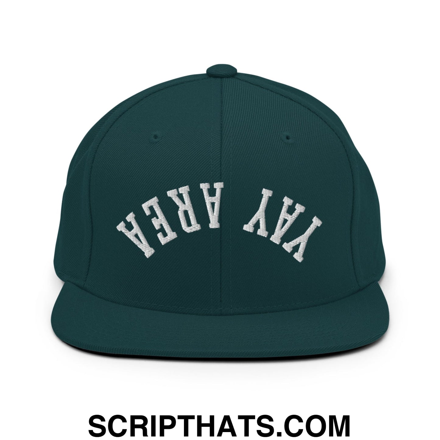 Upside Down Yay Area Embroidered Flat Bill Brim Snapback Hat Spruce