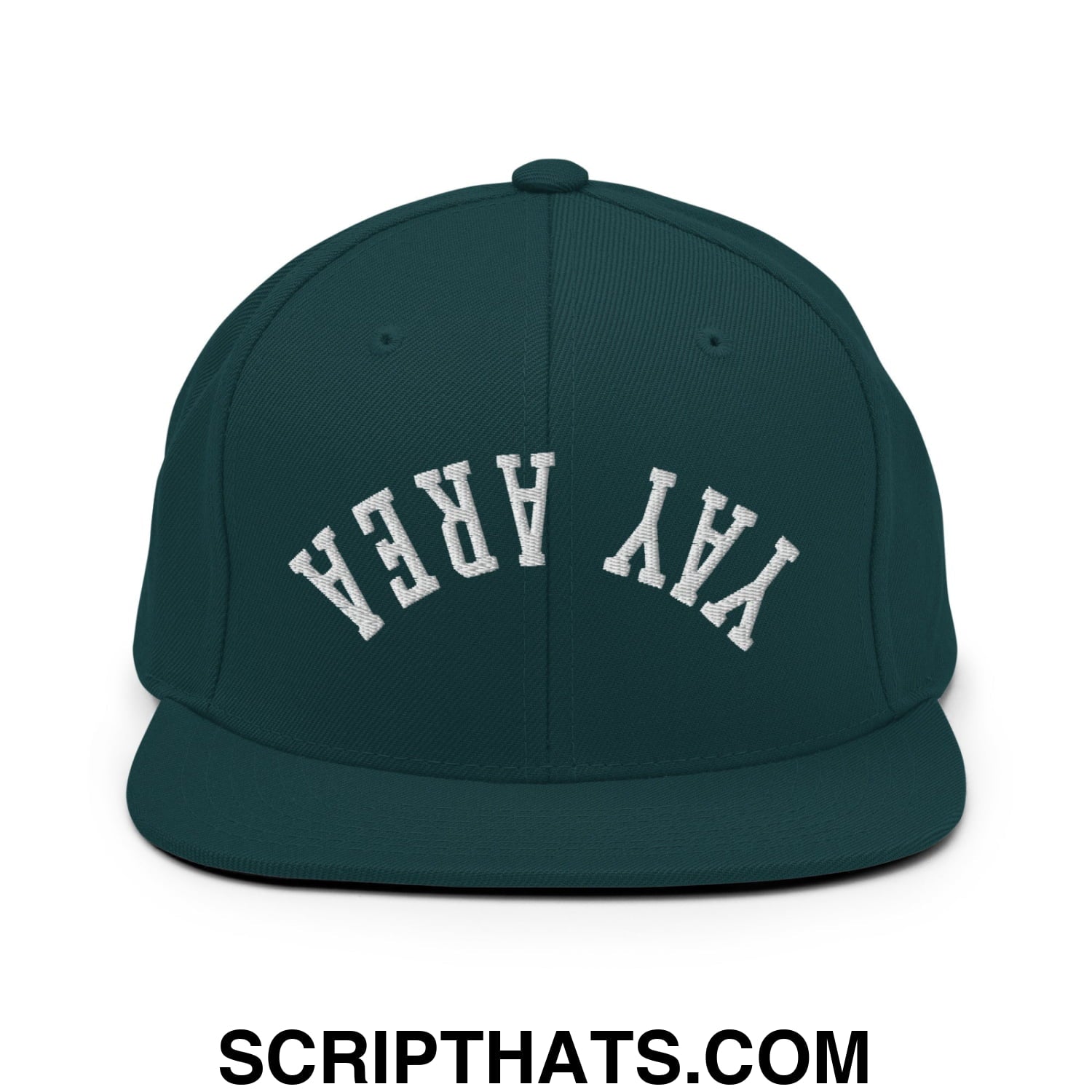 Upside Down Yay Area Embroidered Flat Bill Brim Snapback Hat Spruce