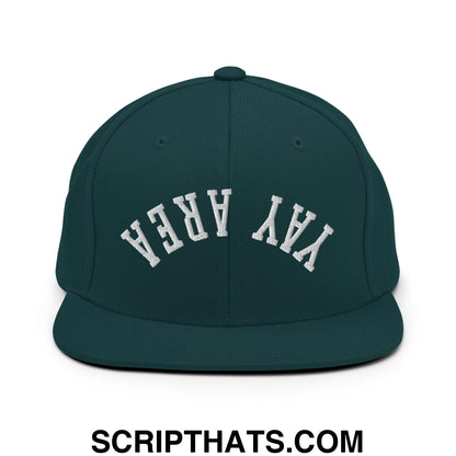 Upside Down Yay Area Embroidered Flat Bill Brim Snapback Hat Spruce
