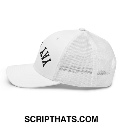 Upside Down Yay Area Embroidered Mesh Trucker Hat White