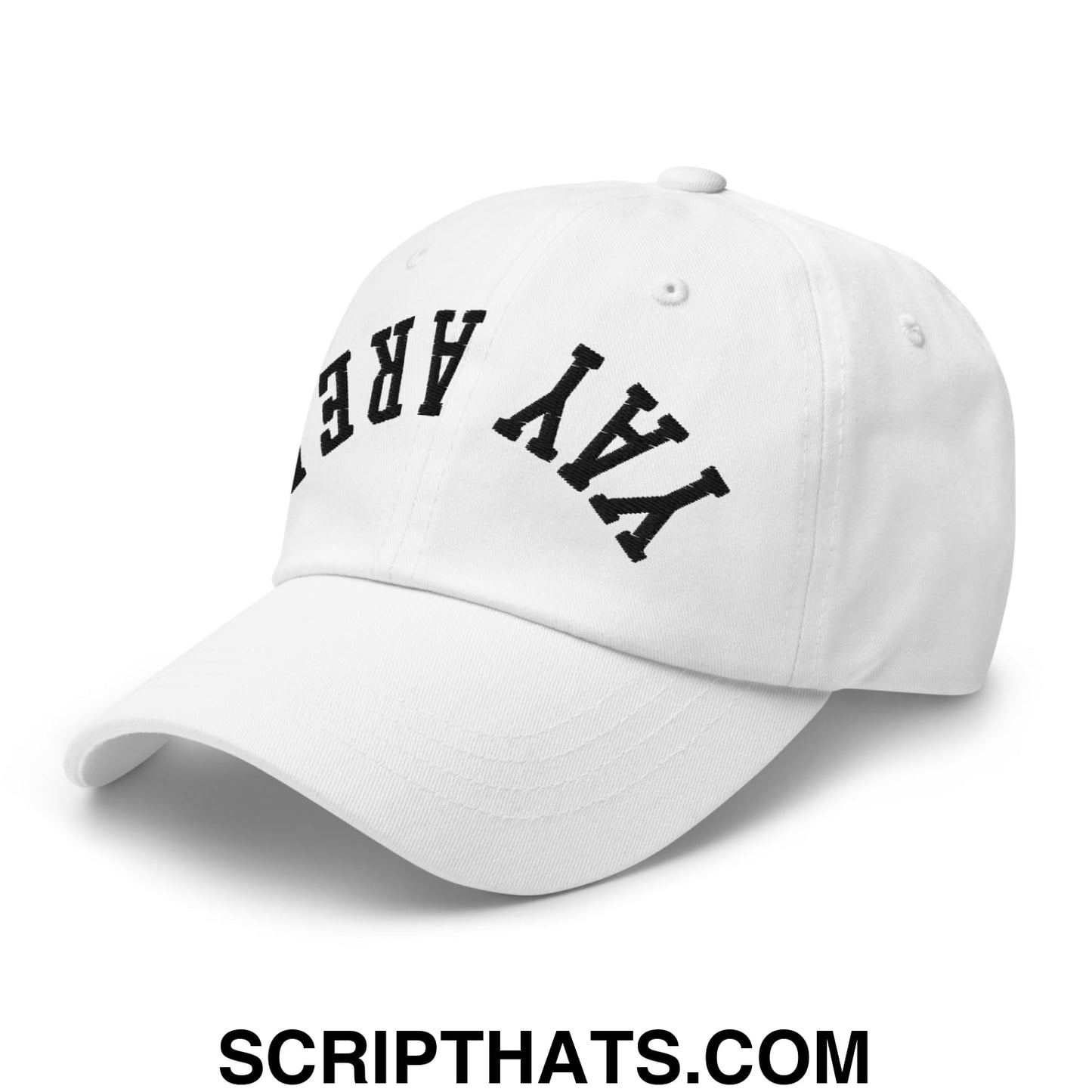 Upside Down Yay Area Embroidered Unstructured Dad Hat White