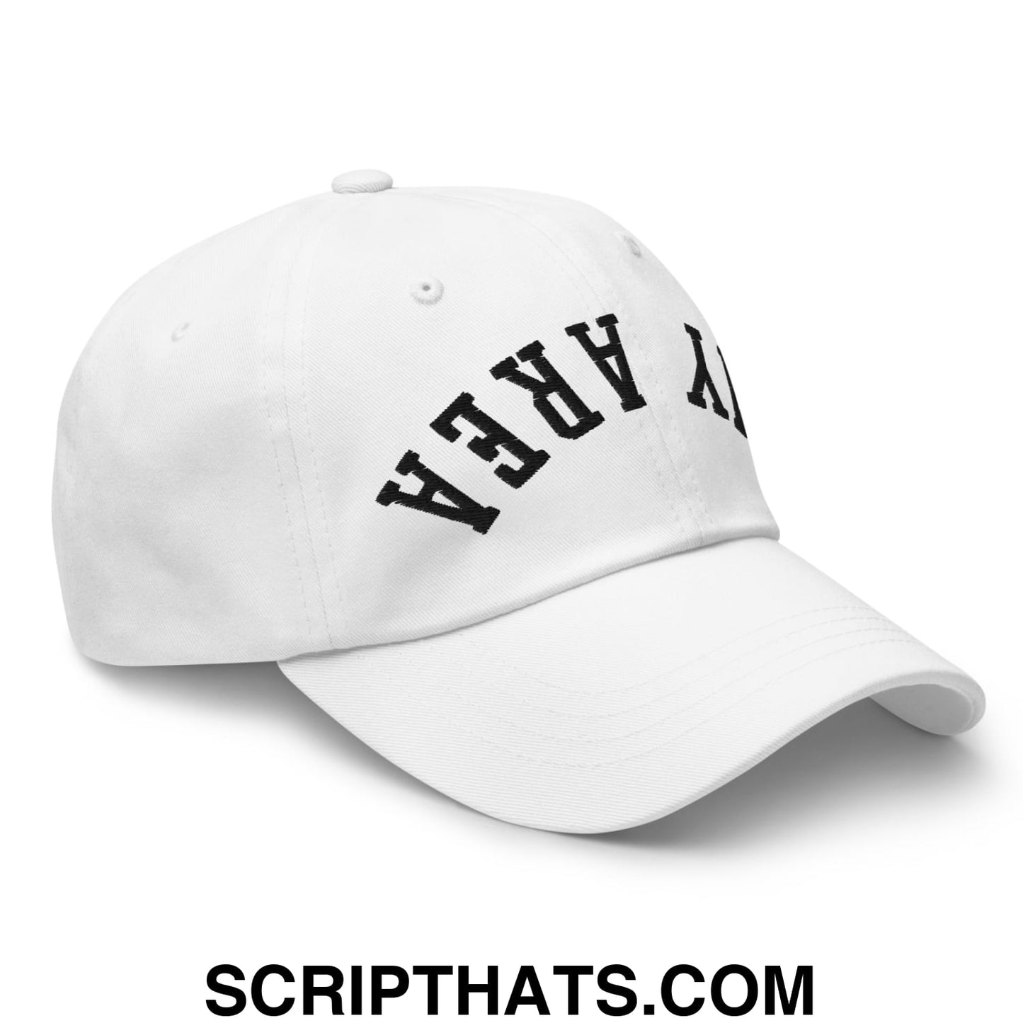 Upside Down Yay Area Embroidered Unstructured Dad Hat White