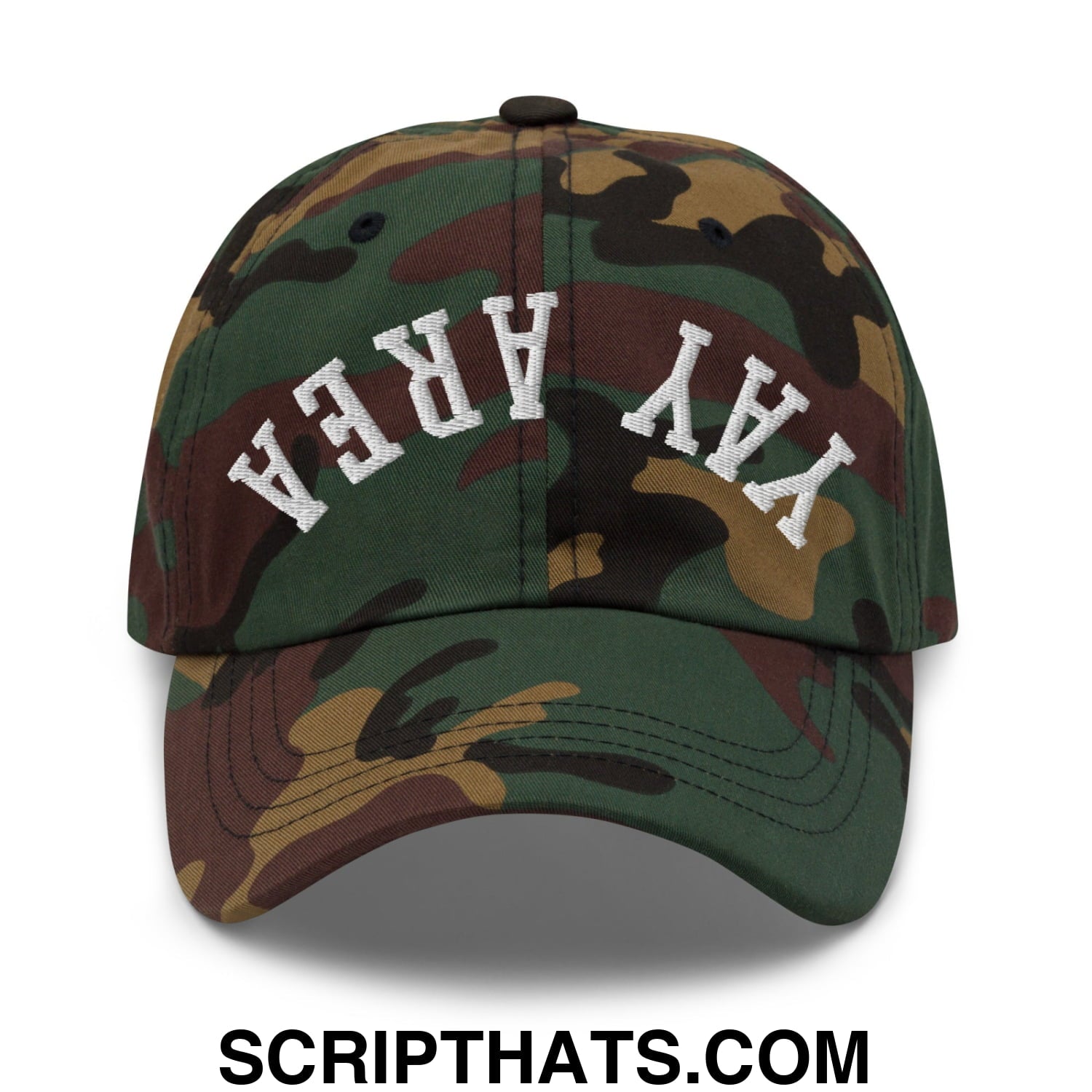Upside Down Yay Area Embroidered Unstructured Dad Hat Green Camo