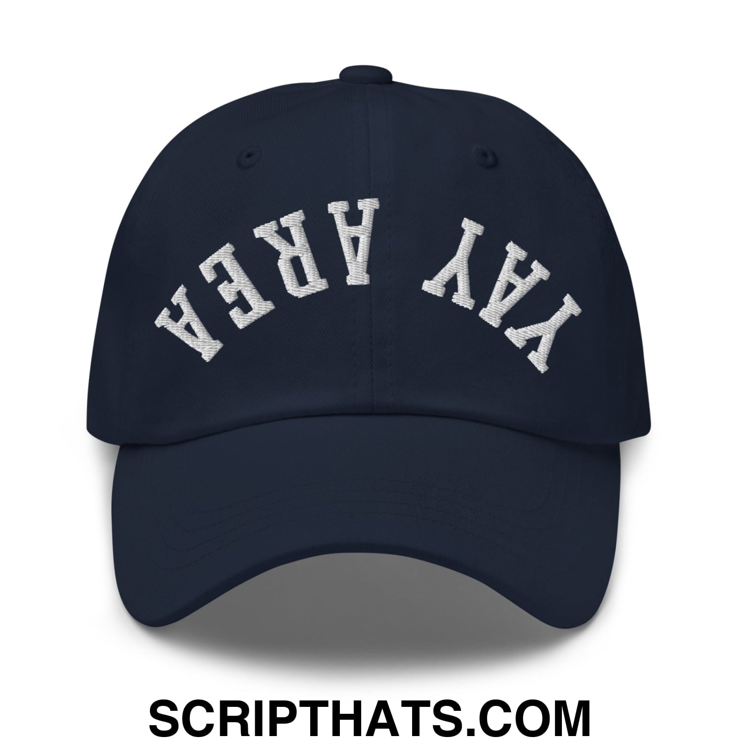 Upside Down Yay Area Embroidered Unstructured Dad Hat Navy