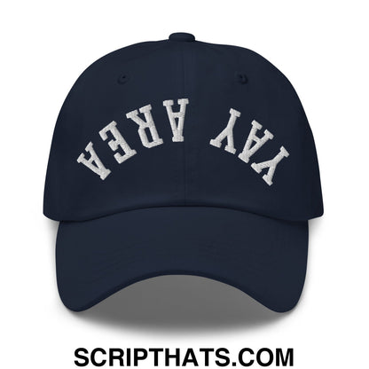 Upside Down Yay Area Embroidered Unstructured Dad Hat Navy