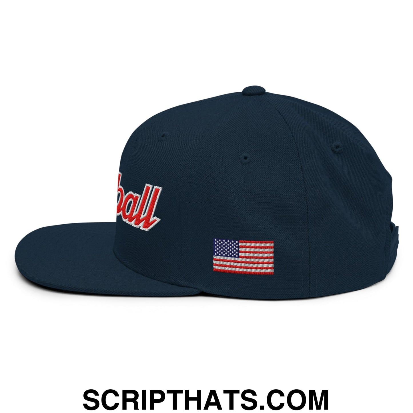 USA Baseball Olympics WBC Vintage Sports Script Embroidered Flat Bill Brim Snapback Hat Dark Navy