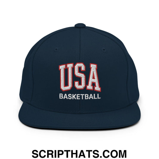 USA Basketball Letterman Varsity Block Snapback Hat Dark Navy