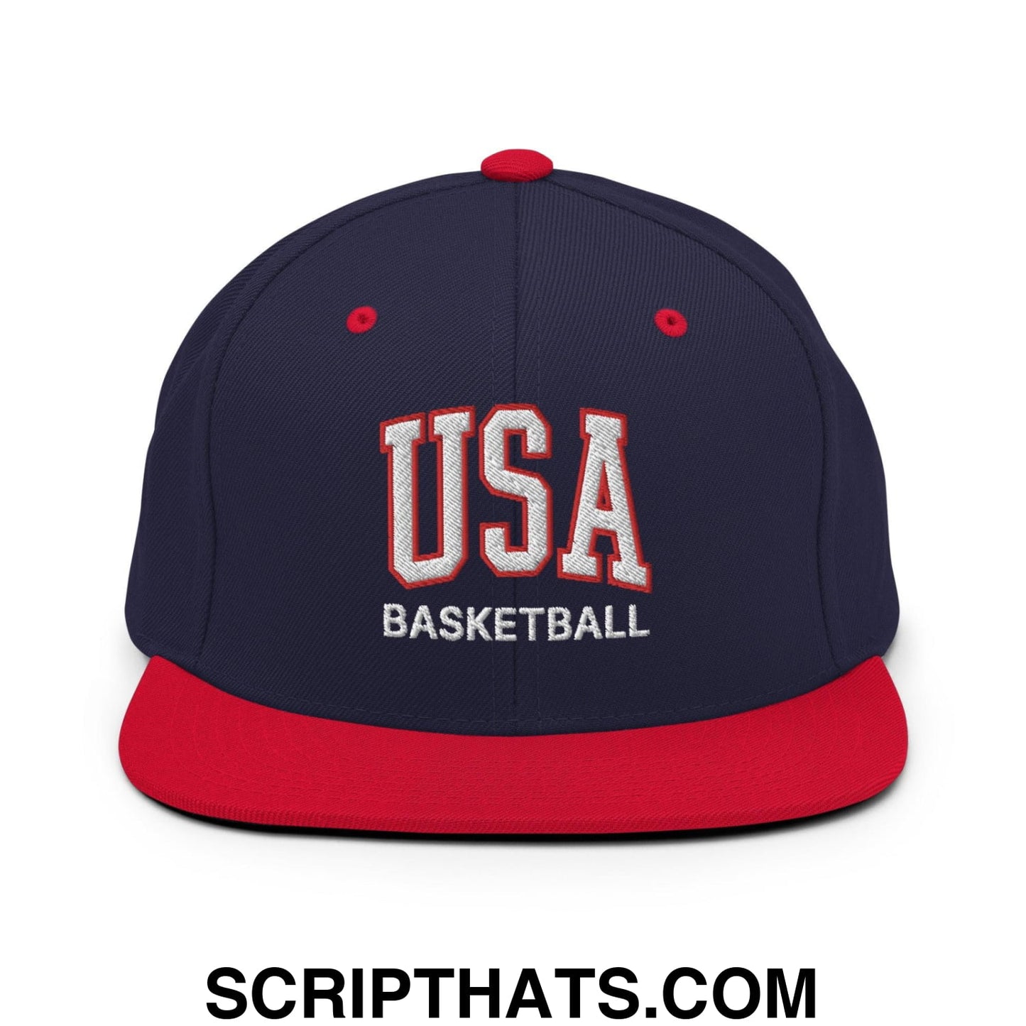 USA Basketball Letterman Varsity Block Snapback Hat Navy Red