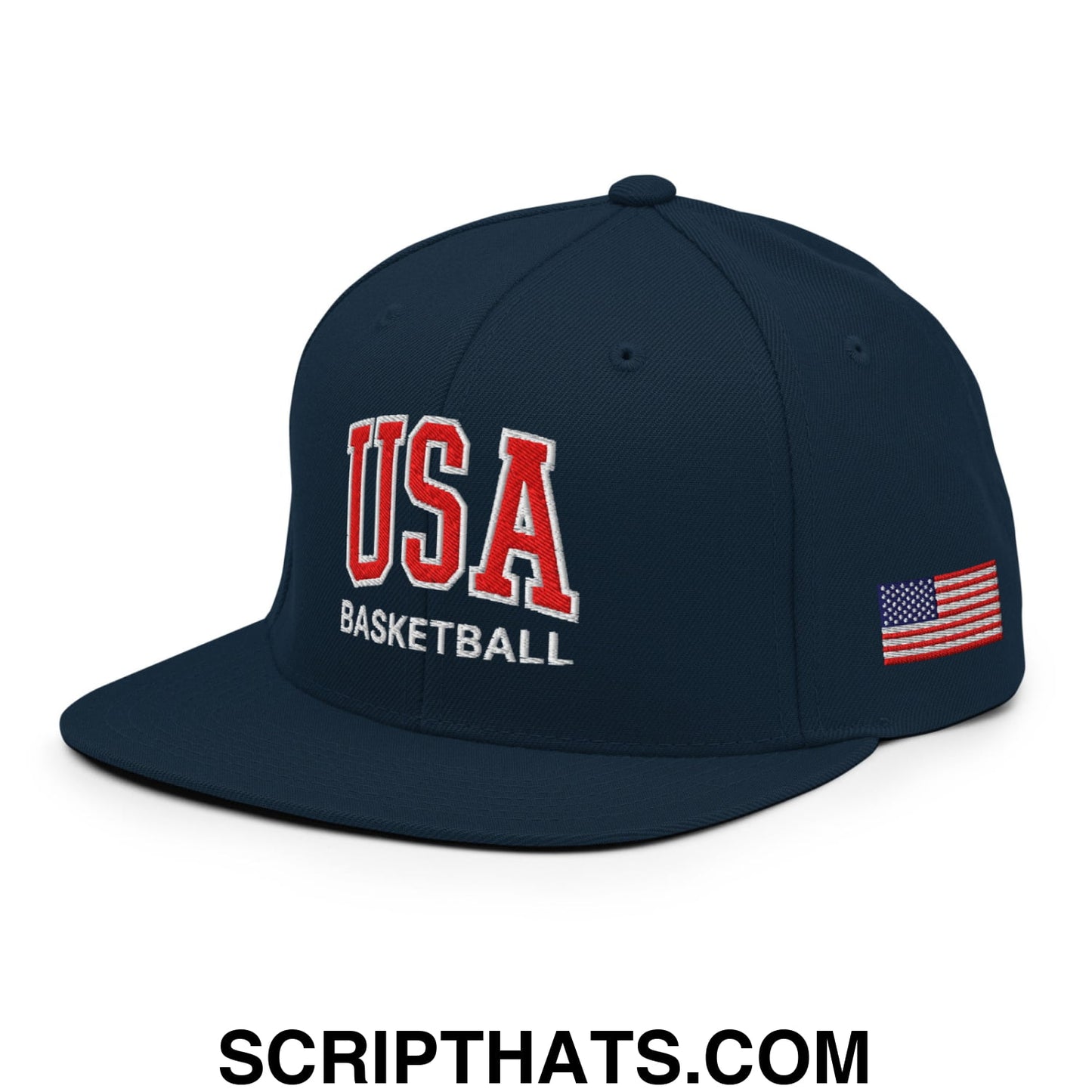 USA Basketball Olympics Embroidered Flat Bill Brim Snapback Hat Dark Navy