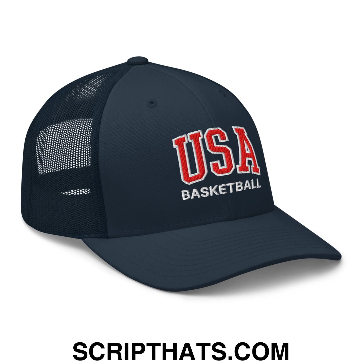 USA Basketball Olympics Embroidered Mesh Trucker Hat Navy