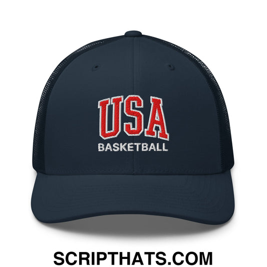 USA Basketball Olympics Embroidered Mesh Trucker Hat Navy