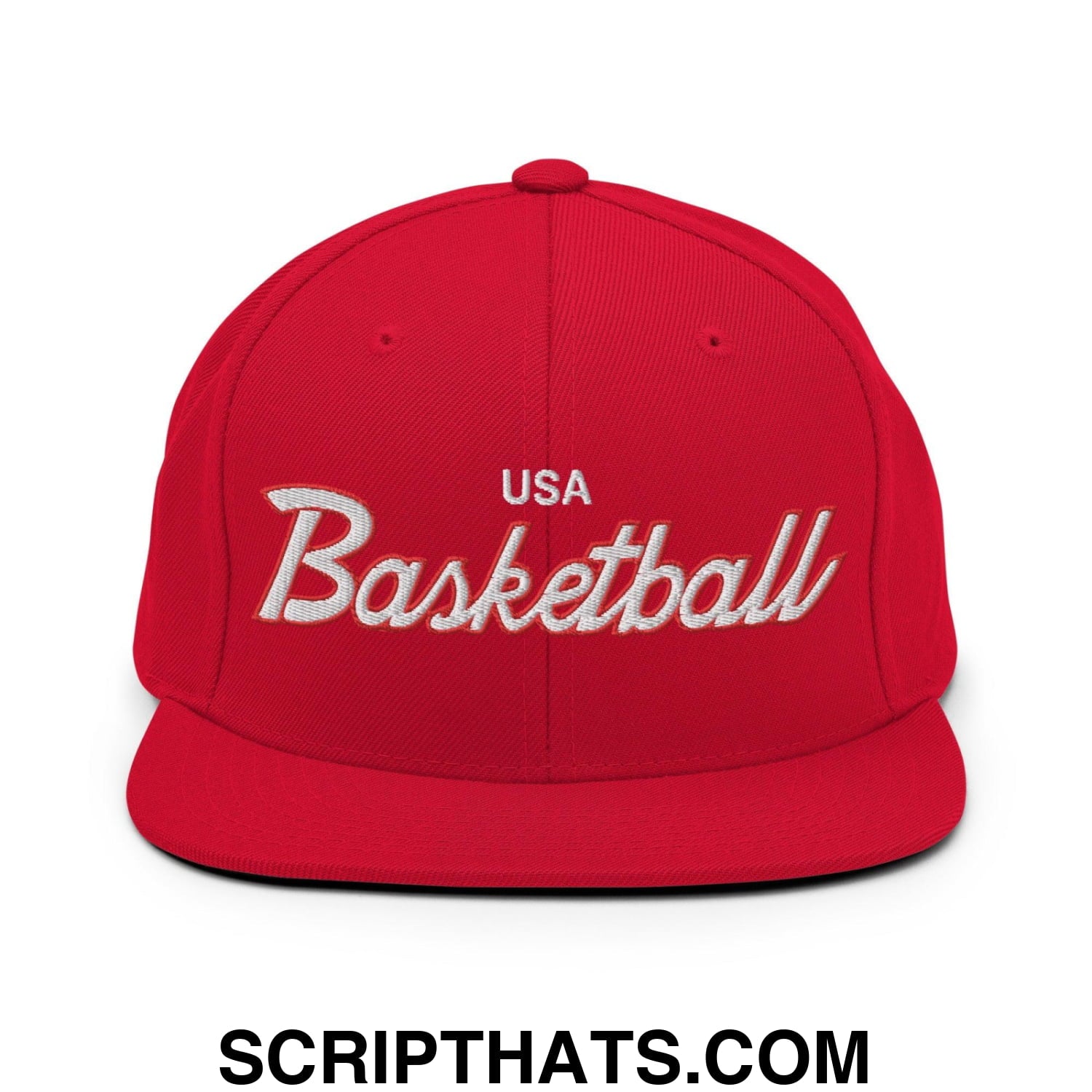 USA Basketball Team Sports Vintage Script Snapback Hat Red